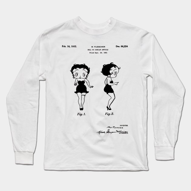 Betty Boop Patent Black Long Sleeve T-Shirt by Luve